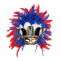 Feathered Feather Masquerade Mask Vintage Venetian Half Mask Retro Design Masquerade Headpiece Dramatic for Carnival, Halloween