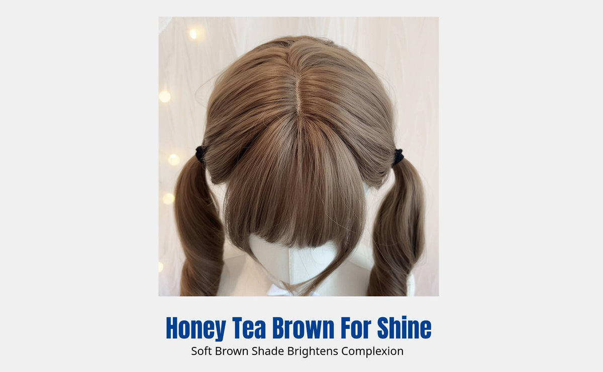 Long Curly Wig, Honey Tea Brown, Realistic Synthetic Hair, Sweet Look