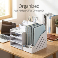 Multi-Layer Desktop File Organizer Rack, Stackable Document Storage for Office, Paper Filing Tray for Students 2 Layers
