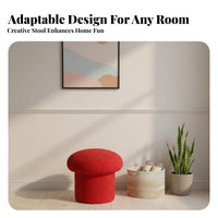 Cozy Aesthetic Toadstool Stool Comfortable Cushion Toadstool Pouf Teddy Material Upholstery Low Seat Soft Hint for Home Decorators, Design Enthusiasts, Entryway, child's Room, Bedroom, Playroom