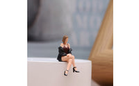 Cross-Legged Woman Figurine 1/64 Scale Seated Woman Figurine Refined Facial Details Female Resin Sculpture