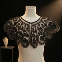 Capelet with Beaded Detailing Elegant Mesh Capelet with Sequins Embellished
