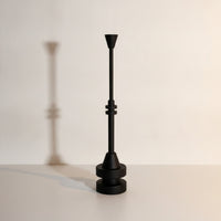Candlestick with Round Base Matte Black Candle Holder with Tapered Cup Decor Geometric Modern for Tabletop, Dining Table