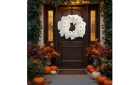 Light-up Ghost Wreath Spooky Halloween Wreath with Lights Pre-Lit Hanging Decoration Indoor Outdoor for Window
