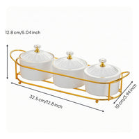 Divided Snack Tray Organizer Gold-Tone Serving Tray with Lids Clear Modern for Countertop