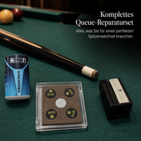 Blue Crown Diamond Billiard Cue Tip Set - 11mm Hardness M/H with Glue and Trimmer