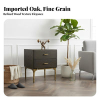 Smoked Finish Nightstand with Storage Industrial Look Single-Drawer End Table with Shelf Vintage Aesthetic Bedside Cabinet Modern Design for Homeowners, Renters, Students, Bedroom, Guest Room, Office