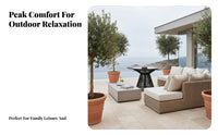 Woven Design Wicker& Design Chat Set Weather-withstandant Multi-Piece Lounge Group with Table Padded pads Outdoor Furnishing Removable pad slipcovers for Families, pairs, Homeowners, Garden, Terrace, Balcony, Porch