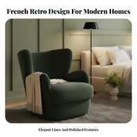 Retro Design Upholstered Swivel Armchair Compact Size Upholstered Swivel Chair Soft & Comfortable Living Room Seating Luxuriously Soft Comfort for Apartment Dwellers, Home Decorators, Bedroom, Balcony, Reading Nook, Nursery