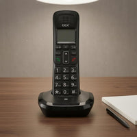 Numeric Keypad DECT Phone Compact Handset and Base Small Display Desktop Cordless Phone Black