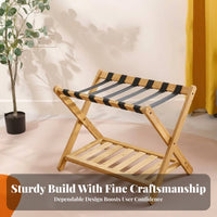 Bamboo Suitcase Stand Folding Compact Modern Look for Small Spaces