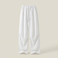 Ladies Trousers for Women UK with Elasticated High Waist, Wide Leg Summer Style in Cooling Ice Silk Material