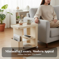 Elegant and design 2-Tier Rolling Side Table Multi-Functional Mobile Furniture Space-Saving Utility cart robustDuty for homeowners, Office Workers, Living Room, Bedroom, Kitchen, Balcony