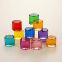 Cylindrical Block Translucent Acrylic Cylinder Clear Block Smooth Crystal Acrylic Blocks Stackable for Preschoolers, Preschool
