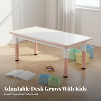 Height Adjustable Kids Desk and Chair Wipe-Clean Desktop Kids Table and Chair Set Rounded Corners Young Child Writable Activity Table for Home