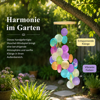 Hanging Shell Wind Chime 54cm, Handmade Wind Chime for Garden & Balcony, Clear Sound Play, Multicolor Window Decoration