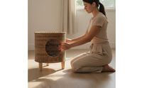 Year-Round Rattan Pet Condo Breathable Woven Feline Cave Stable Tripod Base Elevated Feline Bed Long-Lasting for Cats, Kittens, Small Dogs, Living Room, Bedroom, Balcony