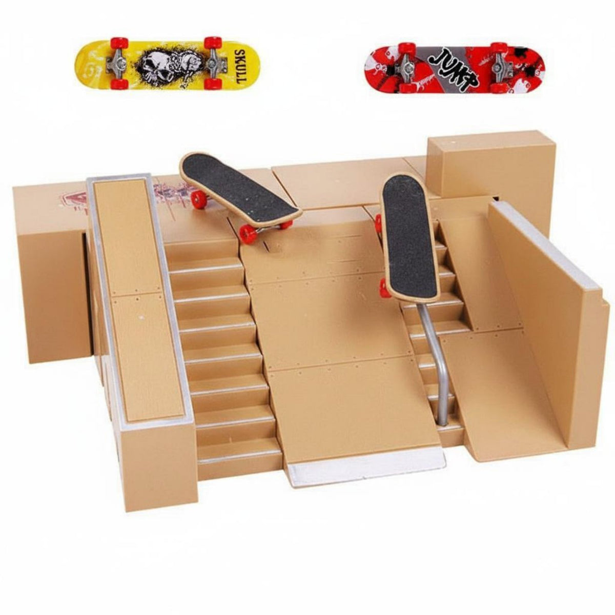 Great Gift Finger Skateboard Park Modular Design Fingerboard Skate Park Kit Easy to Assemble for Boys, Skateboarders, Desktop, Indoors, Desk