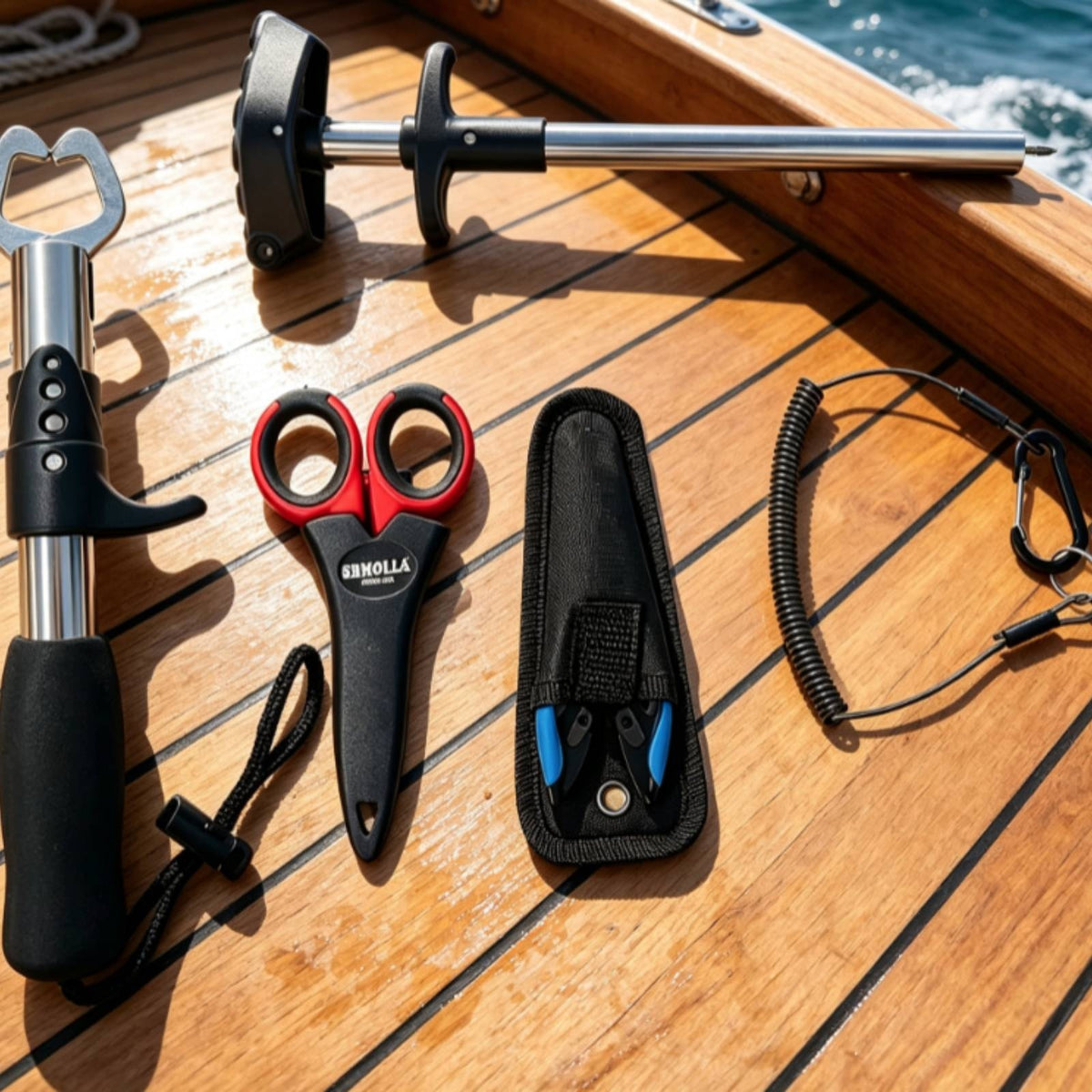 Multifunction Fishing Tool Kit with Lanyard and Sheath Stainless Steel Angling Gripper with Pliers Corrosion-Resistant Angling Lip Gripper with Scissors AllAll-in-One for Fishermen, Anglers
