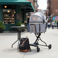 Lightweight 2-in-1 Pet Carrier Stroller Breathable Mesh Openings Detachable Pet Stroller 360° Swivel Wheels Foldable Dog Cat Pushchair Easy Assembly for Small Dogs, Cats, Outdoor, Vet Visits