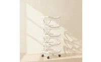 Metal Wire Storage Rack with Baskets 5-Tier Storage Rack on Wheels Space-Saving Versatile Folding Basket Organizer for Pantry