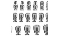 19 Pieces Serrated Socket Set with Case 12-Point Serrated Socket Set Metric Sockets for Amateur Mechanics, Garage, Workshop