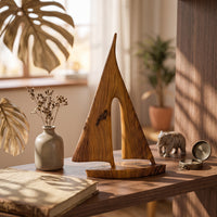 Abstract Art Sculpture Wood-Grain Abstract Sculpture Minimalist Resin Statue for Bookshelf, Office Desk