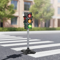 Illuminated Traffic Light Toy with Stand Automatic Toy Traffic Indicator with Pole Manual Indicator Light Model Freestanding for Children, Toddlers, Teachers, Playroom, Classroom, Preschool