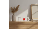 Father's Day Gift Freestanding DAD Sign Self Standing DAD Letter Block Heartwarming Design Freestanding Desk Decoration for Shelf Decor