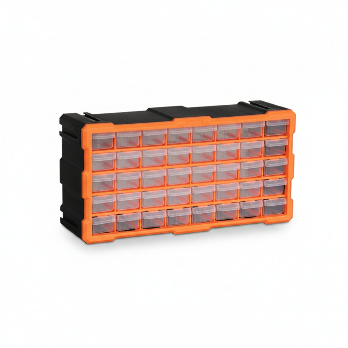 Small Parts Cabinet Orange Frame Drawer Storage Cabinet Rectangular for Workshop