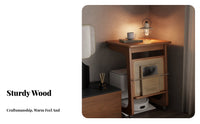 Movable with casters C-Shaped Rolling Table Multi-Functional Couch-Side Stand Robot Vacuum Garage Household Furniture Space-Saving for Apartment Dwellers, homeowners, distant Workers, Living Room, Bedroom, Small areas, Home Office