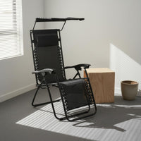 Foldable Lounge Chair with Canopy Space Saving Camping Lounge Chair No Assembly Seating Furniture Adjustable Recline for Office Workers, Rest Time, Indoor