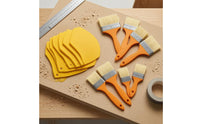10 Pieces Orange-Handled Paint Brush and Pour Spout Set Labeled Sizes Paint Can Spout Set Yellow Painting Tools Curved