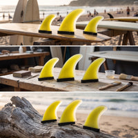 3 Pieces Thruster Fin Control-Oriented Surfboarding Fin with Paired-Tab Base Textured Twin Fins for Surfers