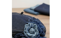 Soft Shape Floral Jean Fabric Beret Fashionable Headwear Year-Round Wear for Women