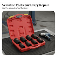 8 Pieces High Rotational Force Performance 1 Inch Drive Deep Shock-Resistant Socket Set Heat-Treated 8 Piece Pneumatic Wrench Socket Set