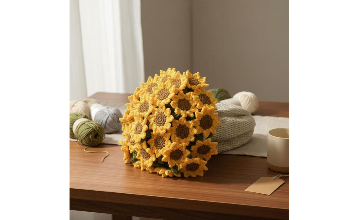 Creative Gift Blossom Arrangement Blanket Handmade Crochet Blossom Blanket Kit Double-Use Knitted Flower Throw Stress Relief Craft for Girlfriend, Anniversary