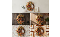 Pumpkin Wreath Thanksgiving Wall Hanging Vintage Door Decoration for Holiday, Wedding