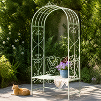 Garden Arch Bench, Iron-made, 115x47x228cm, Large, Rose, Rose Arch, For Climbing Plants
