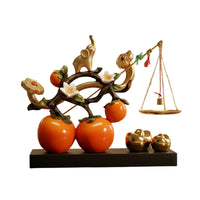 Glossy Persimmon Decor with Base Unique Design Persimmon Ornament Decorative Tabletop Ornament Artificial for Homeowners, Living Room, Entryway, Office Desk