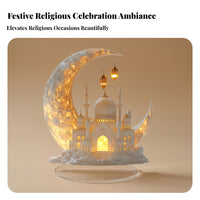 Freestanding Mosque Silhouette Decoration Desktop Crescent Moon Ornament Gift Idea Home Decor Scratch-Resistant