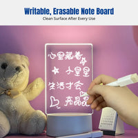 Acrylic Transparent LED Desk Memo Board, Erasable Whiteboard, Home Desktop Reminder