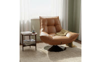 Single Sofa Chair Ergonomic Design Leather Lounge Chair Rotating Armchair Space Saving Living Room Furniture for Studying Nook