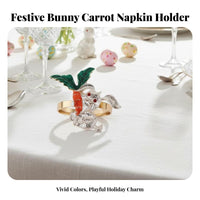 Hare Carrot Napkin Holder Festive Easter Bunny Napkin Holder Easter Table Decoration for Restaurant Owners, Hosts, Banquets, Dinner Parties, Weddings