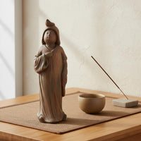 Vintage Lady Figurine Fine Workmanship Chinese Design Figurine Rustic Finish