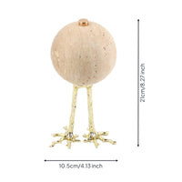 Travertine Sphere Sculpture Polished Abstract Tabletop Sculpture Unique Tabletop Decorative Ball for Home Decorators, Display Shelf, Buffet Cabinet