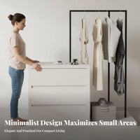 Dresser with Clothes Rack Multi-functional Chest of Drawers Garment Rail Clothing Organizer Engineered Wood Suitable for Adults Bedroom Dorm Entryway
