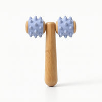 T-Shaped Roller Massager Portable Roller Massage Tool with Wooden Handle Wooden Massage Tool Lightweight Relaxing