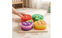 Sorting and Stacking Toy with Pegs Fine Motor Wooden Toy with Peg Columns Early-Learning Color Sorting and Stacking Game for Preschoolers, Classrooms