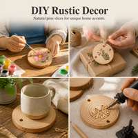 Pre-drilled Pine Wood Slices for DIY Crafts, Painting, and Decorations